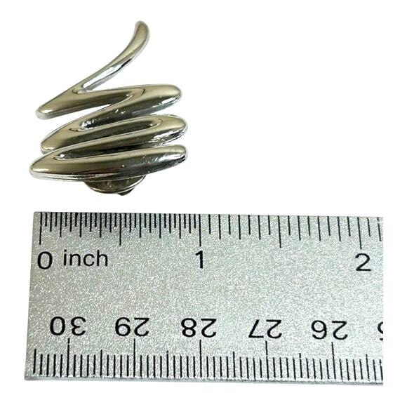 Vintage Smooth Silver Tone Lightning Zig Zag Squiggle Tornado Brooch Pin - Picture 6 of 8
